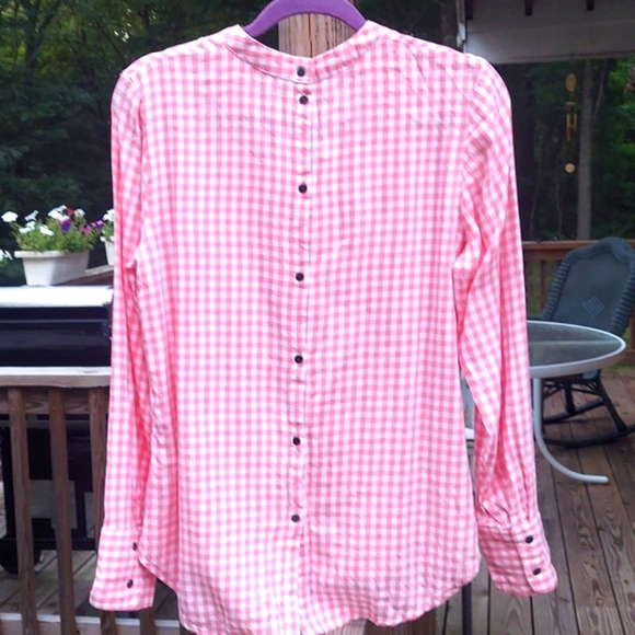 Maurices Checker Keyhole Front Button Down Back Long Sleeve Blouse Top Sz M - Picture 3 of 9